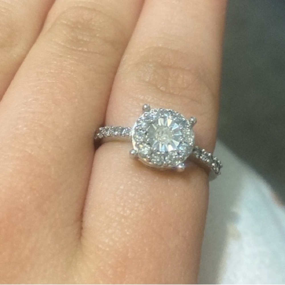Macy's Silver Sparkle Halo Ring